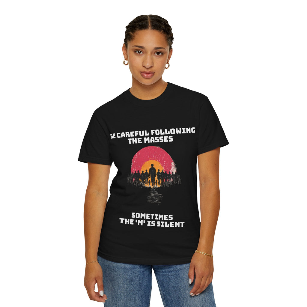 Black / Crew-Neck: ’The M is silent’ - Graphic Tee - T-Shirt