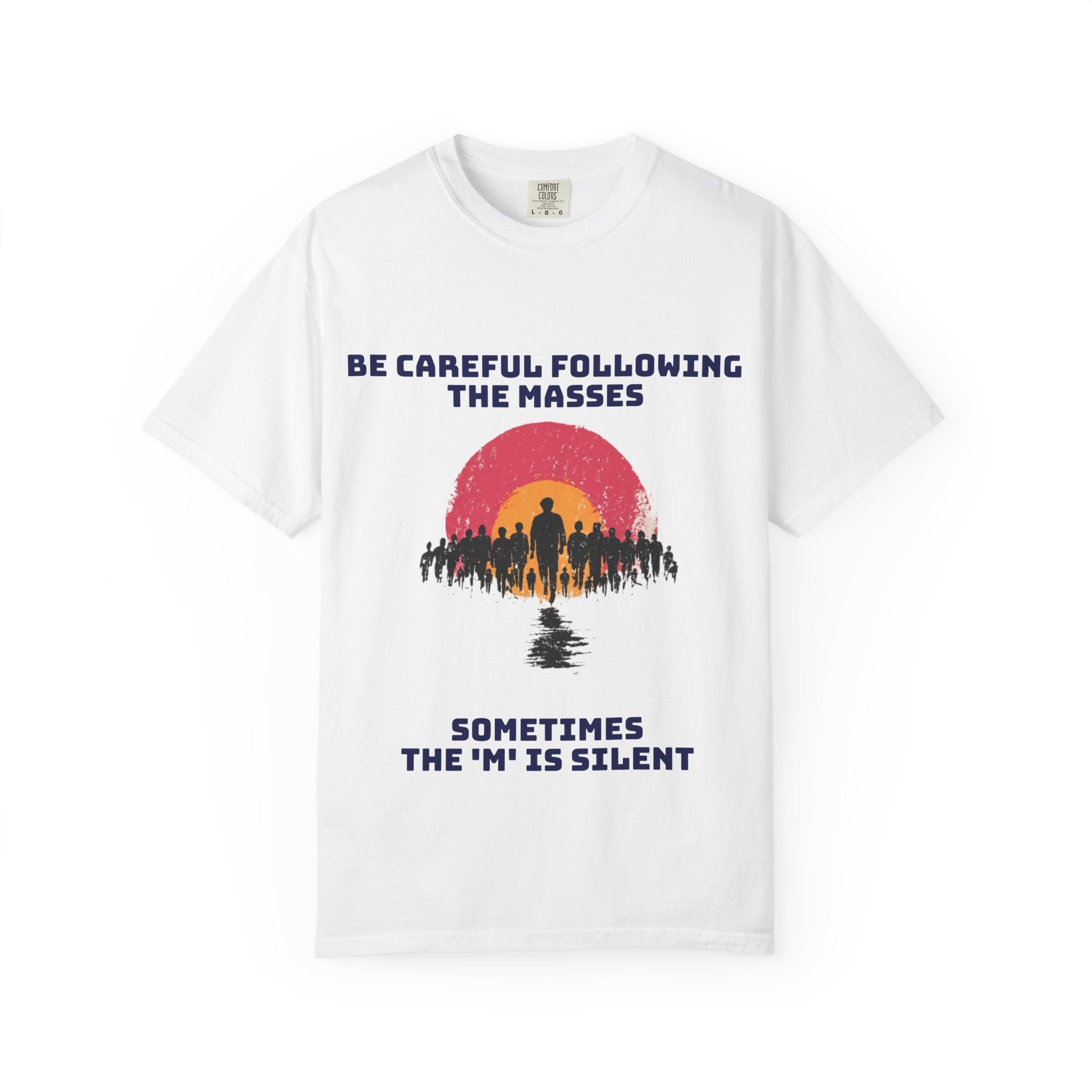 White / Crew-Neck: ’The M is silent’ - Graphic Tee - T-Shirt