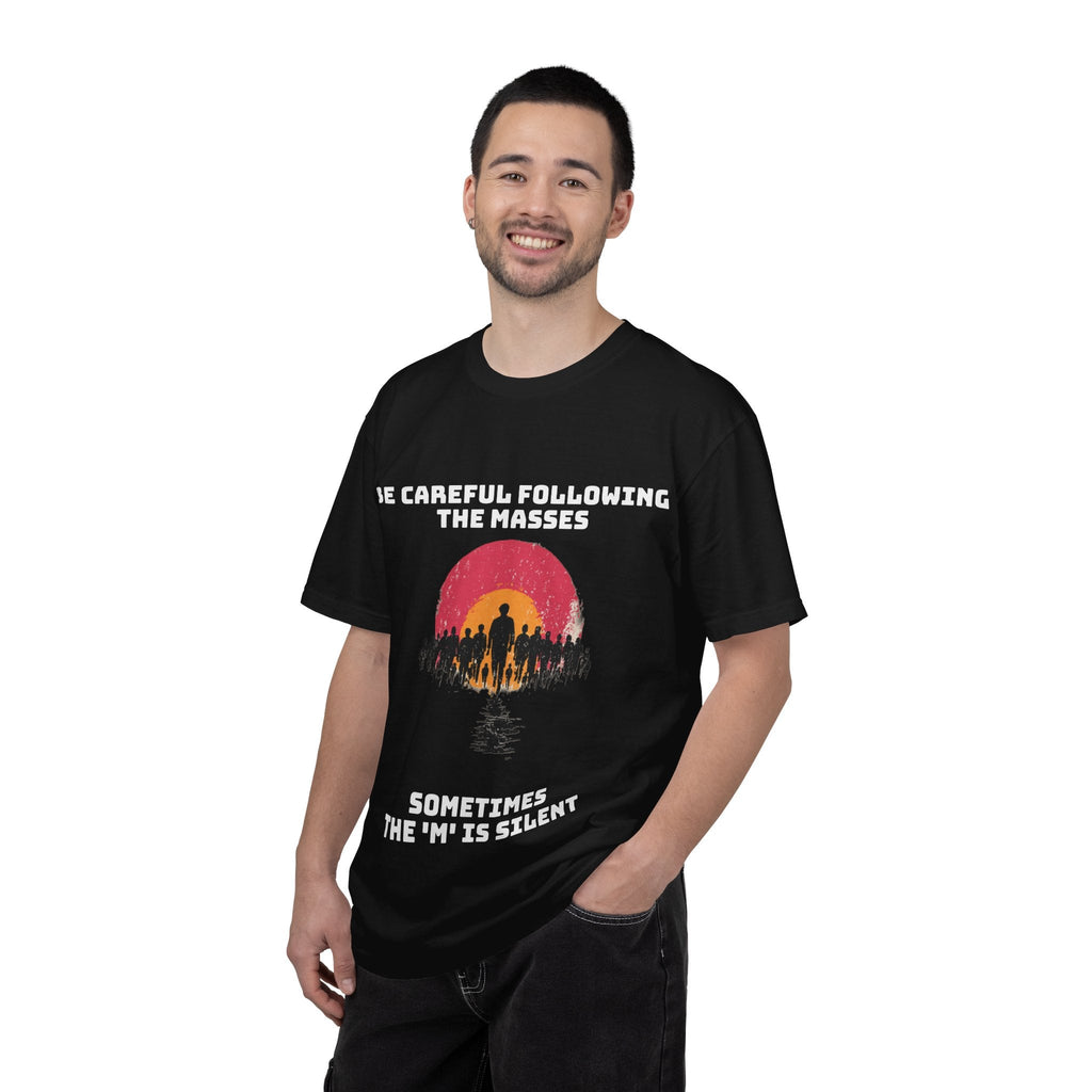 Black / Crew-Neck: ’The M is silent’ - Graphic Tee - T-Shirt