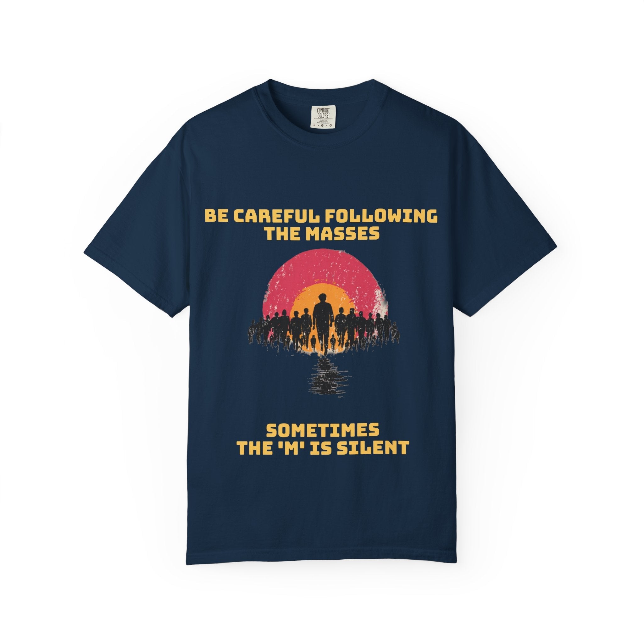True Navy / Crew-Neck: ’The M is silent’ - Graphic Tee - T-Shirt