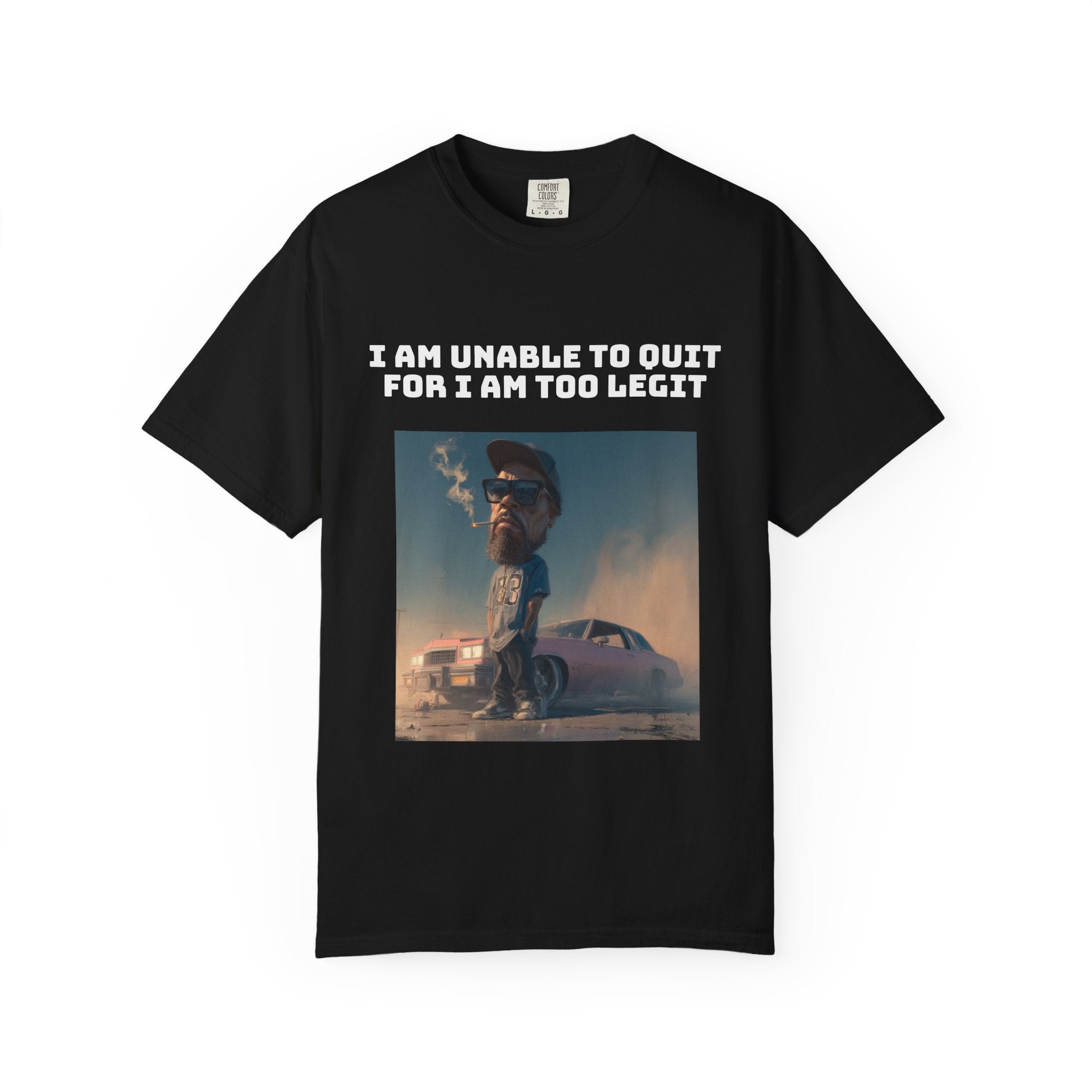 Black / Crew-Neck: ’Too Legit’ - Graphic Tee - T-Shirt