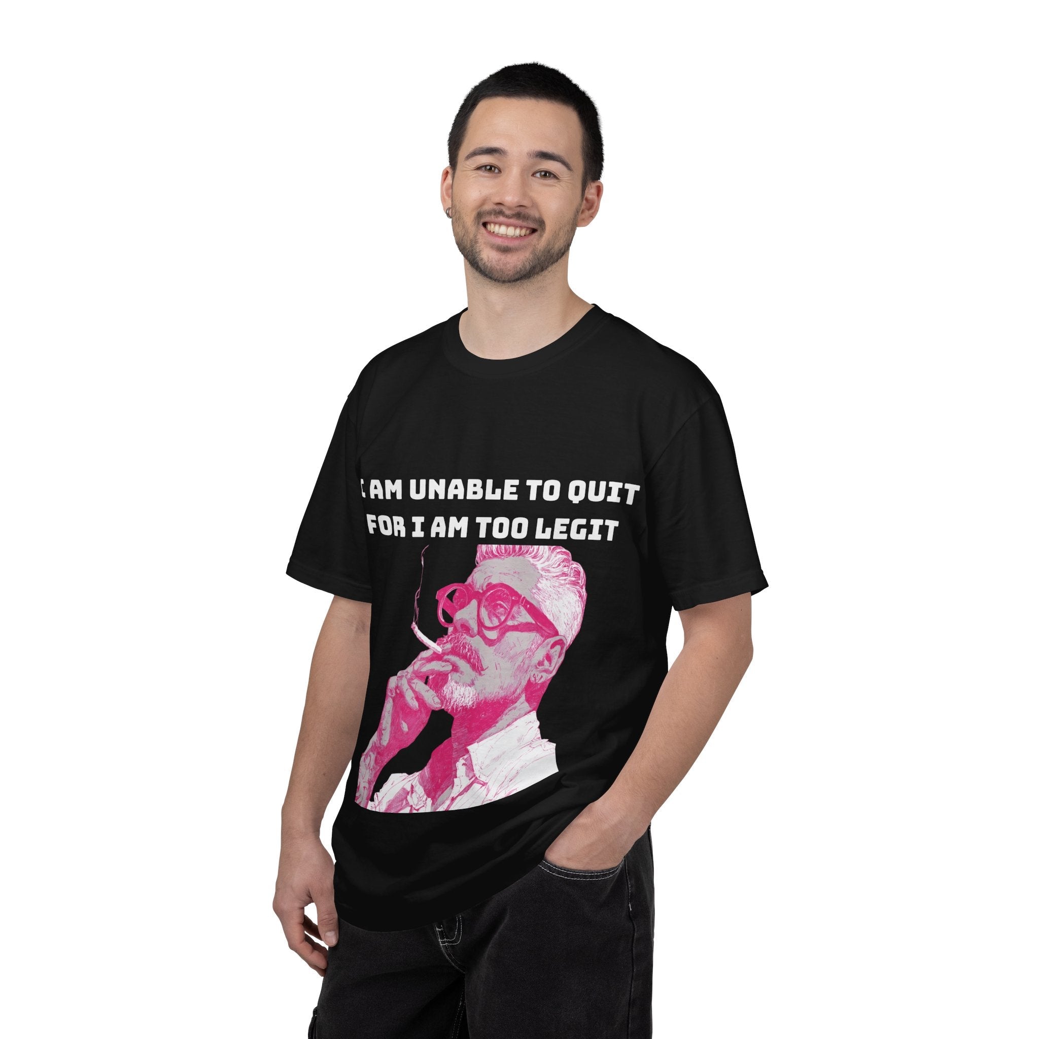 Black / Crew-Neck: ’Too Legit’ - Graphic Tee - T-Shirt