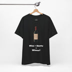 Black / Crew-Neck: ’Wine + Dinner = Winner’ - Graphic Tee - T-Shirt