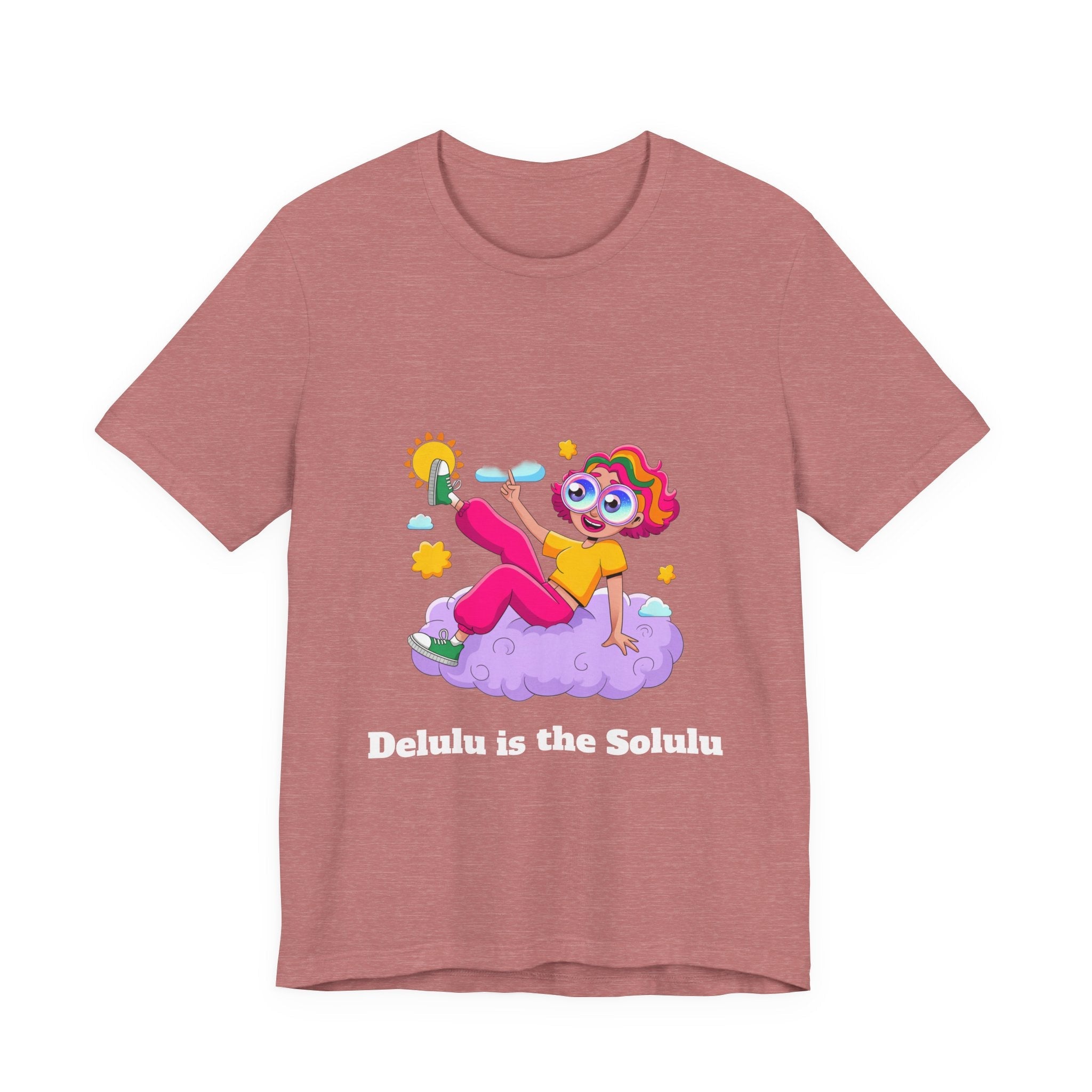 Heather Mauve / Crew-Neck: Women’s ’Delulu is the Solulu’ - Graphic Tee - T-Shirt