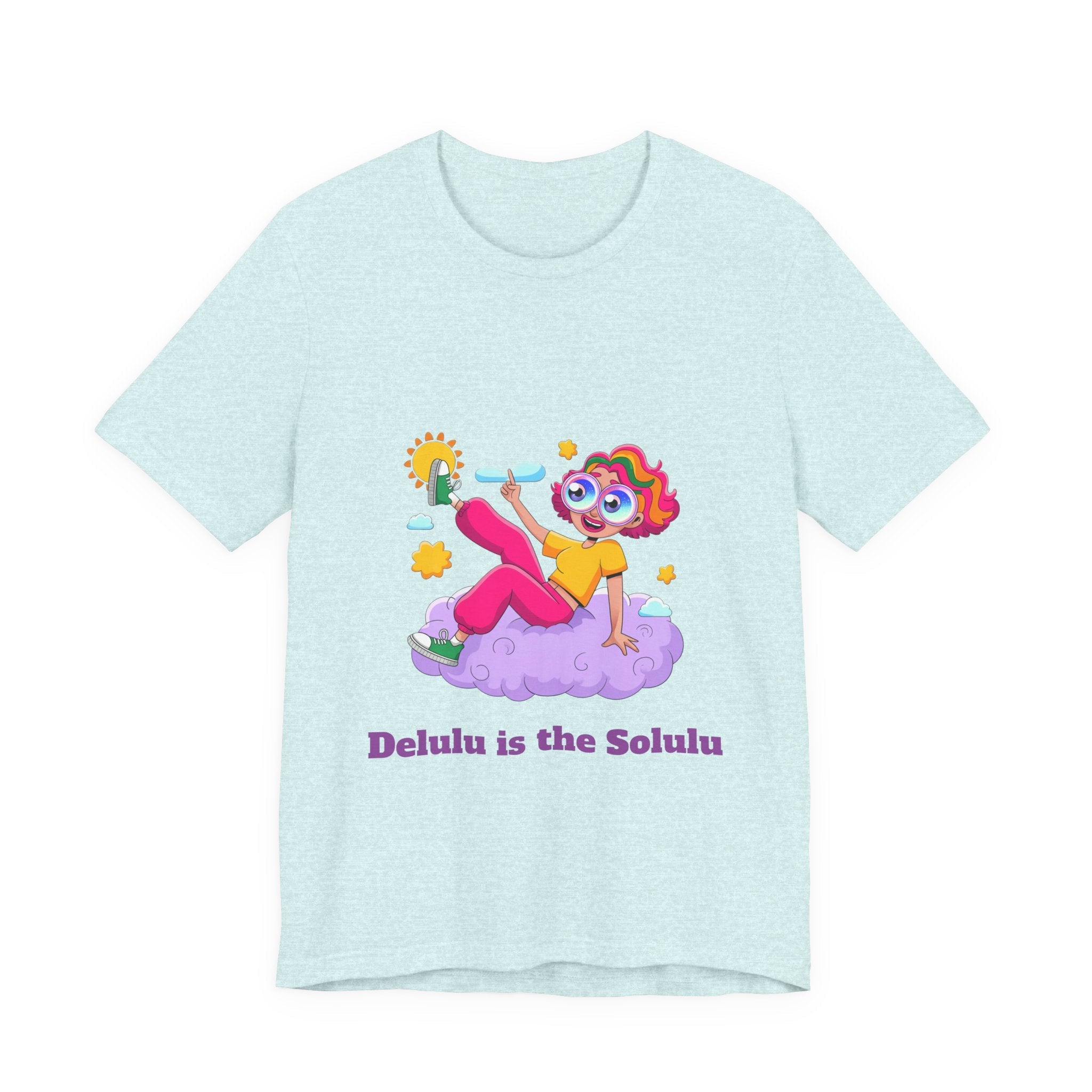 Heather Prism Ice Blue / Crew-Neck: Women’s ’Delulu is the Solulu’ - Graphic Tee - T-Shirt