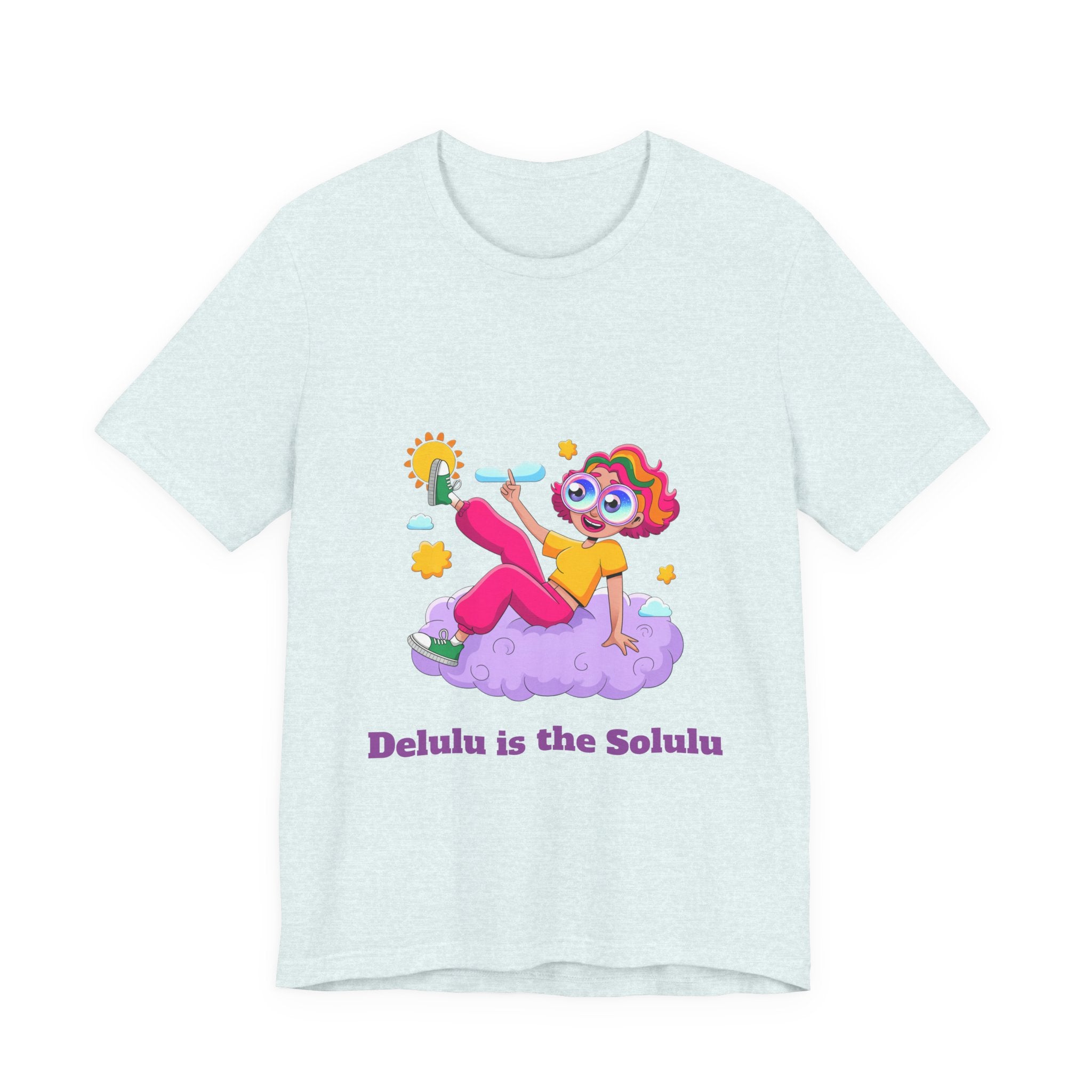 Heather Ice Blue / Crew-Neck: Women’s ’Delulu is the Solulu’ - Graphic Tee - T-Shirt
