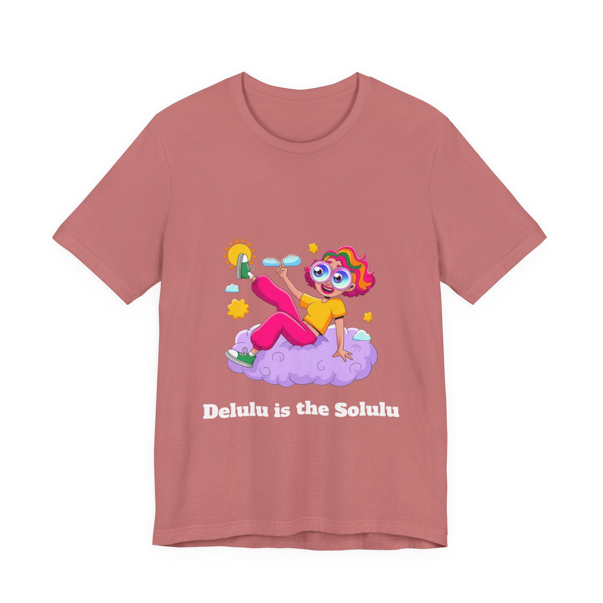 Mauve / Crew-Neck: Women’s ’Delulu is the Solulu’ - Graphic Tee - T-Shirt