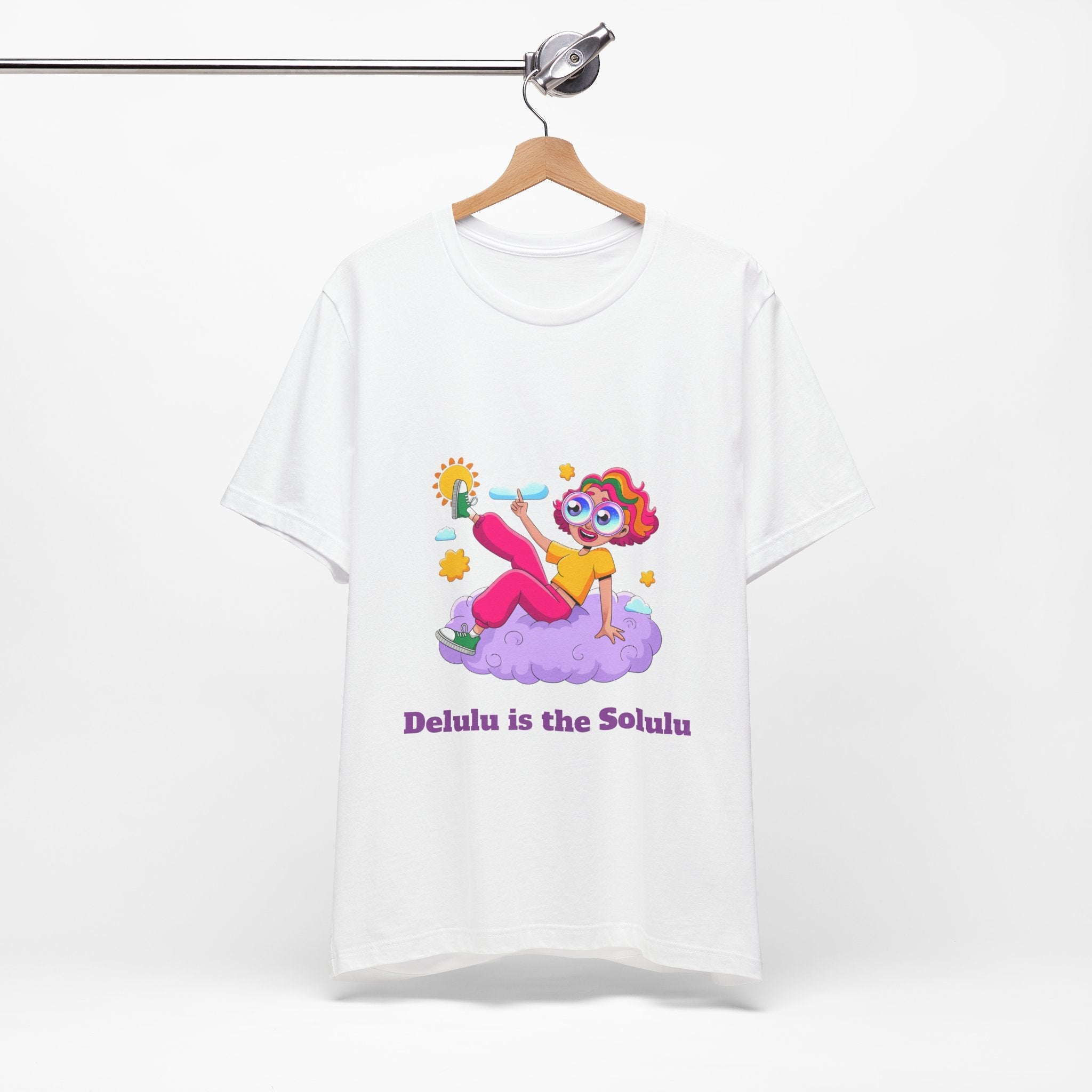 White / Crew-Neck: Women’s ’Delulu is the Solulu’ - Graphic Tee - T-Shirt