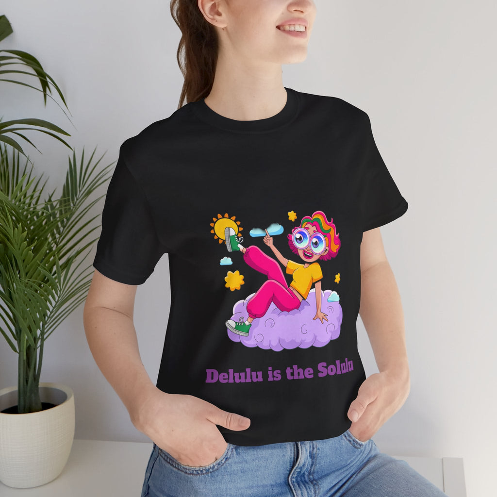 Black / Crew-Neck: Women’s ’Delulu is the Solulu’ - Graphic Tee - T-Shirt
