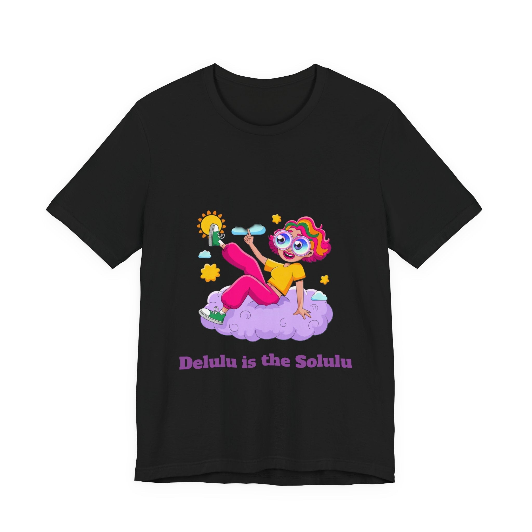 Black / Crew-Neck: Women’s ’Delulu is the Solulu’ - Graphic Tee - T-Shirt