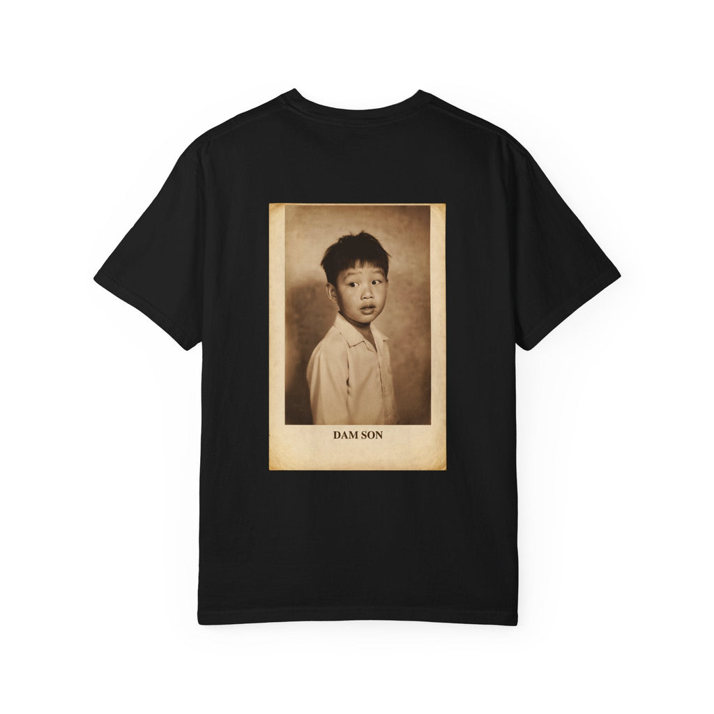 Black / Dam Son Funny Yearbook Photo T-Shirt, Retro Asian Kid Playful Graphic Tee - T-Shirt