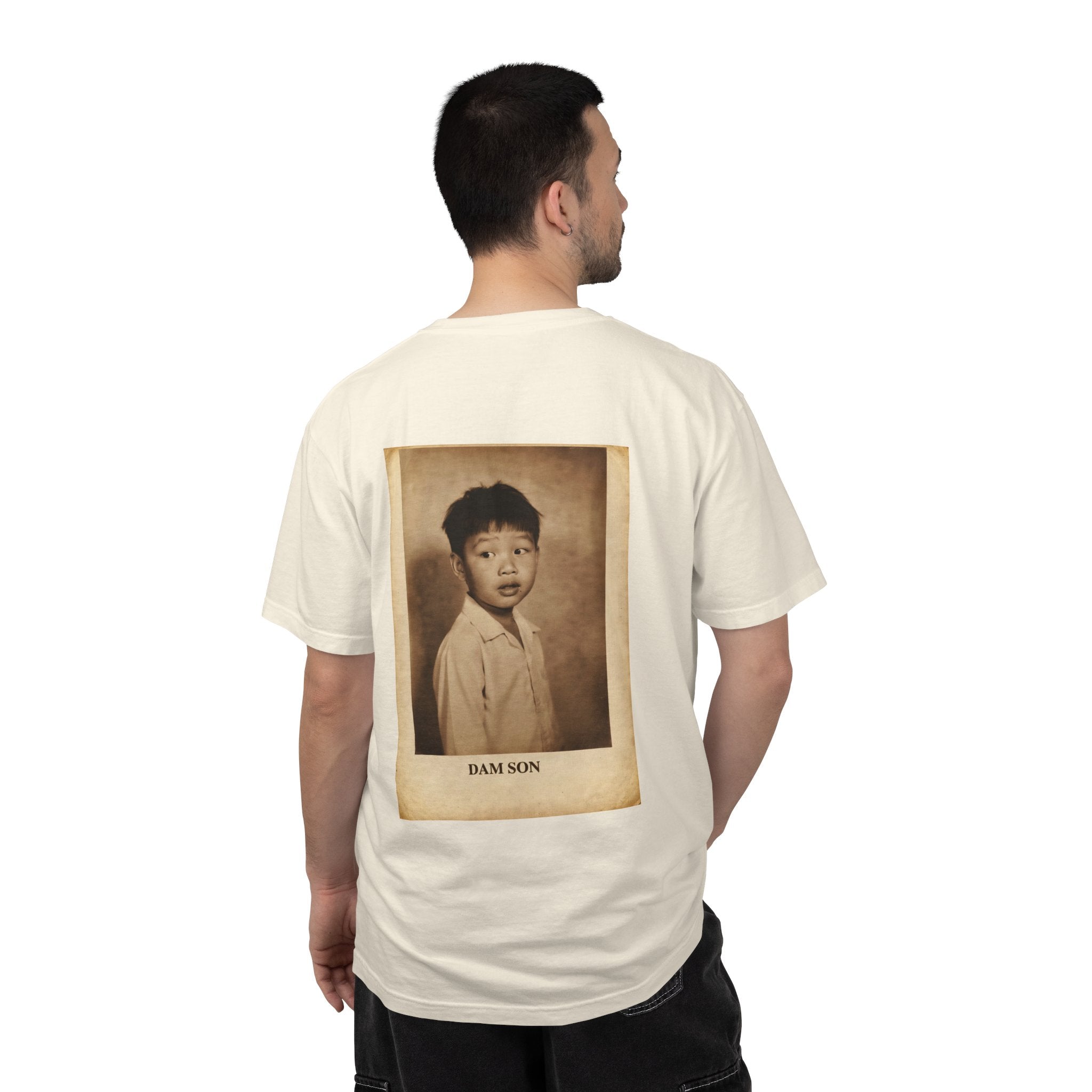 Ivory / Dam Son Funny Yearbook Photo T-Shirt, Retro Asian Kid Playful Graphic Tee - T-Shirt