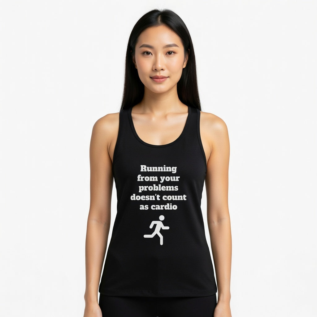 Black /  Funny Running Tank Top - ’Running From Your Problems’ Tank - Tank Top