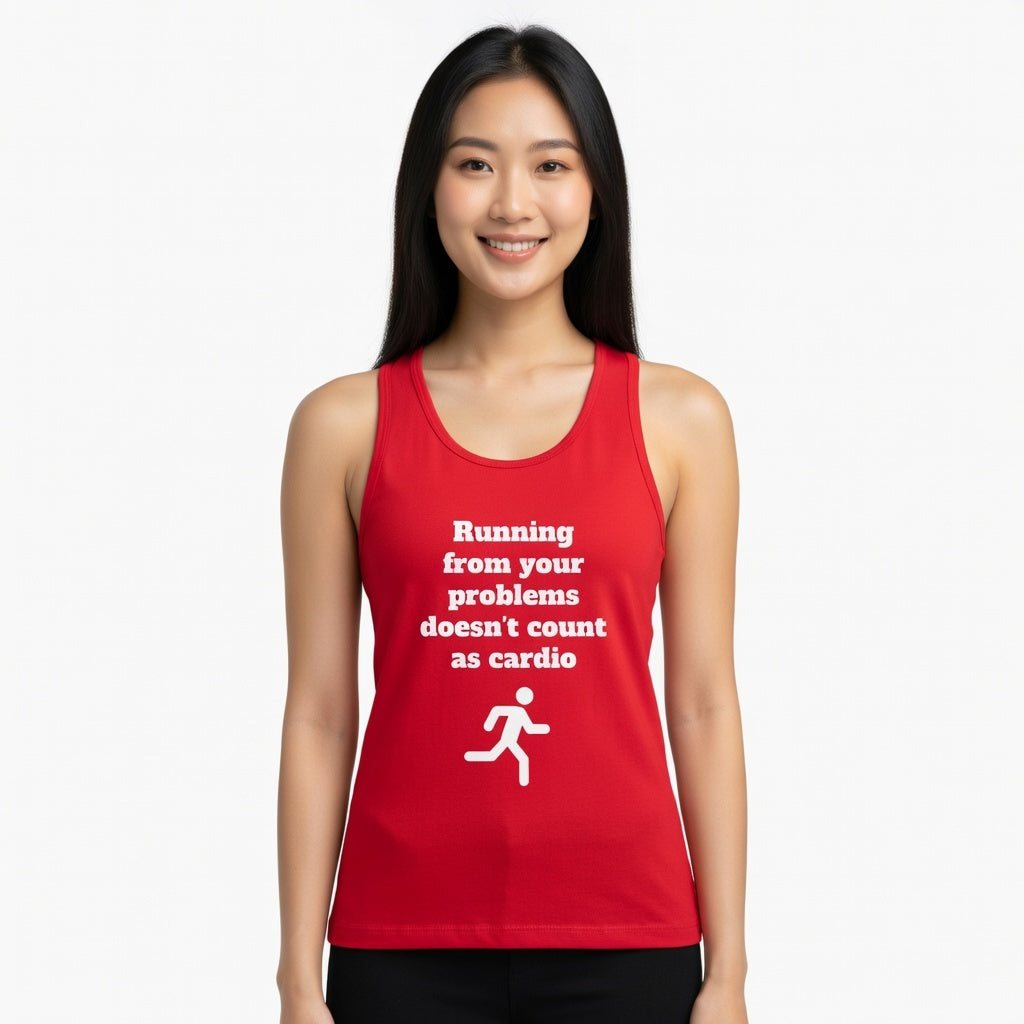 Red / Funny Running Tank Top - ’Running From Your Problems’ Tank - Tank Top