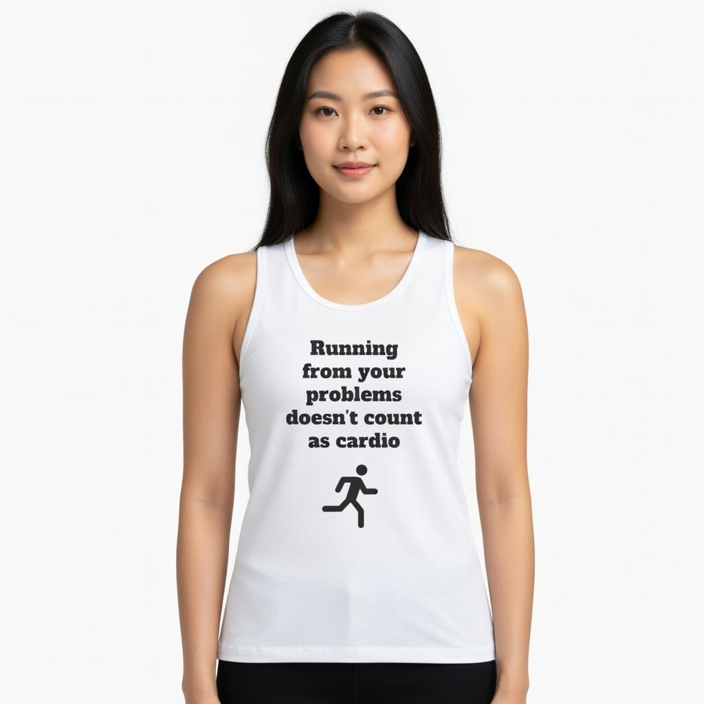 White / Funny Running Tank Top - ’Running From Your Problems’ Tank - Tank Top