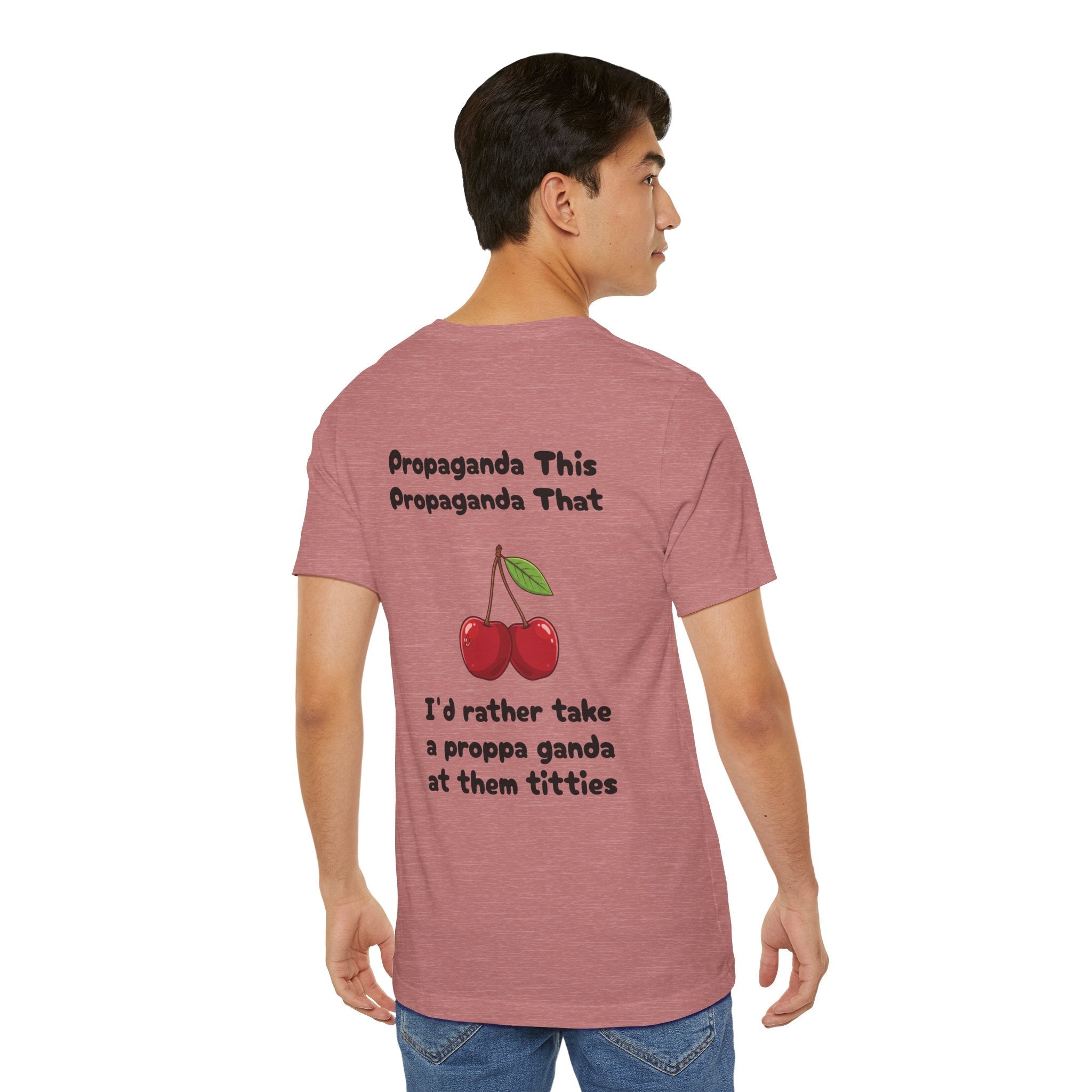 Heather / Mauve Graphic Tee — ’Proppa Ganda’ Cherries Funny Tee - T-Shirt