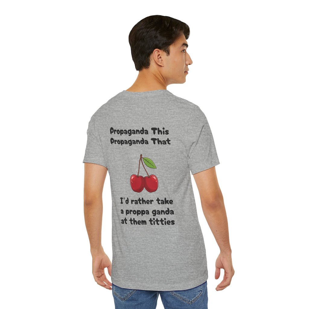 Athletic Heather / Graphic Tee — ’Proppa Ganda’ Cherries Funny Tee - T-Shirt