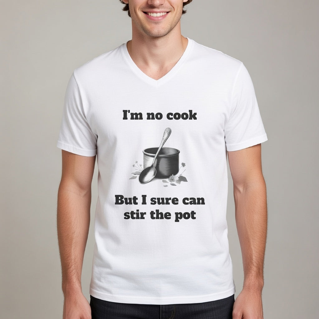 White / V-Neck: ’Stir The Pot’ - Graphic Tee - V-neck